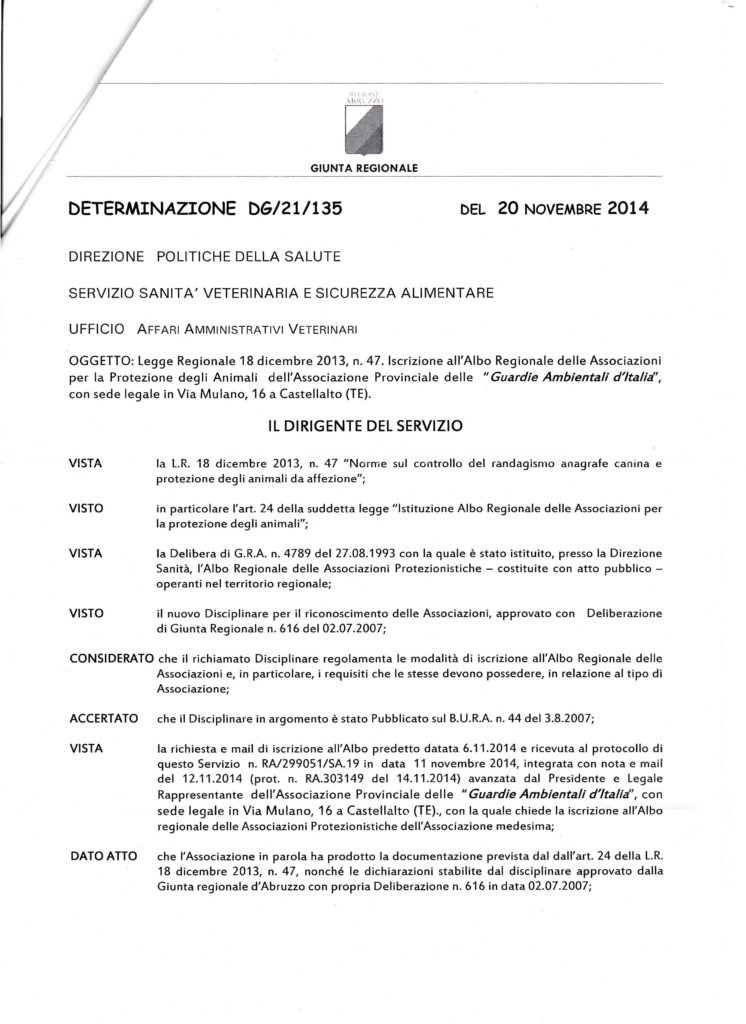 ISCRIZIONE REGIONALE ASSOCIAZIONI PROTEZIONISTICHE PAGINA 2